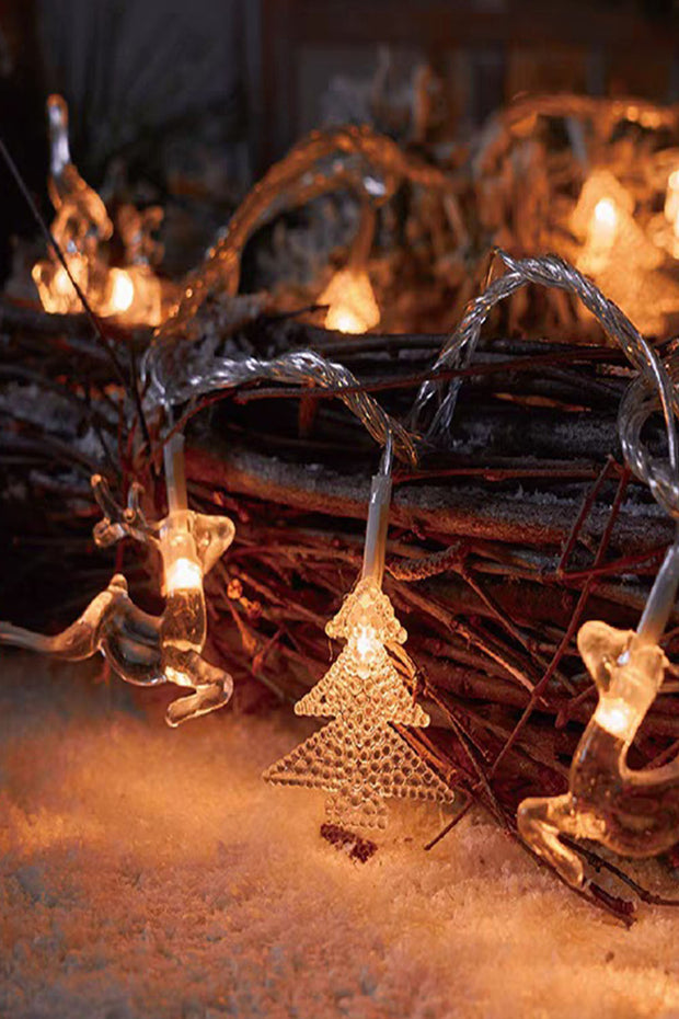 Christmas elk, Christmas tree, snowflake, five-pointed star LED light string, small colored lights flashing