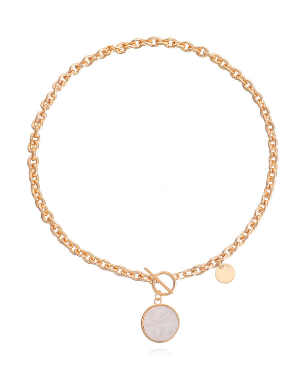 Imitation Pearl & Goldtone Toggle Necklace
