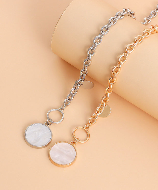 Imitation Pearl & Goldtone Toggle Necklace