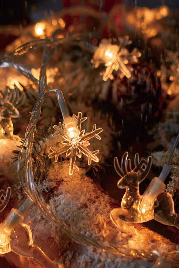 Christmas elk, Christmas tree, snowflake, five-pointed star LED light string, small colored lights flashing