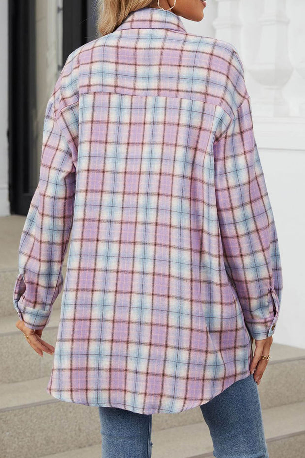 Oversize Plaid Shirt Brushed Long Sleeve Shirt