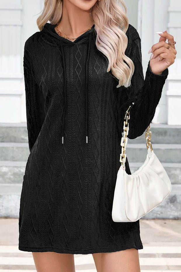 Knitted Long Sleeved Hoodie Dress