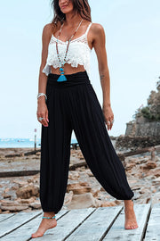 Pleated Design Casual Smocked Pants