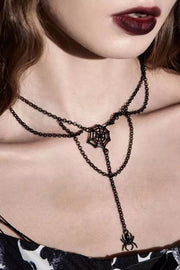 Halloween Spider Web Hollow Out Pendant Necklace