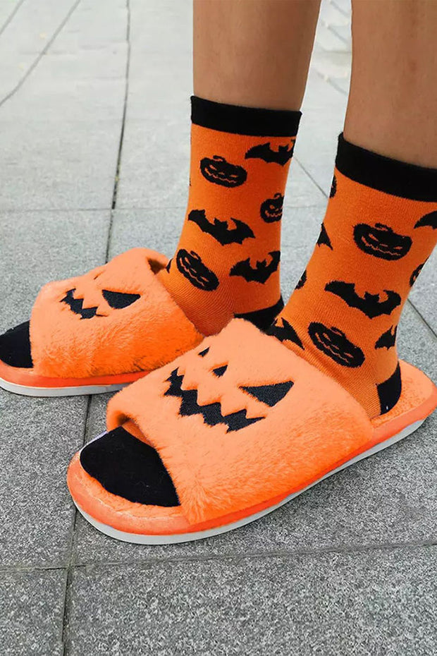 Halloween-themed Faux Fur Open Toe Slippers