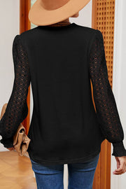 Lace V-neck Hollow Sleeve Long-sleeved Top