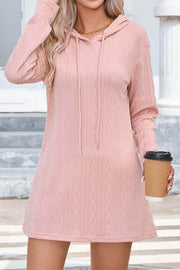 Knitted Long Sleeved Hoodie Dress