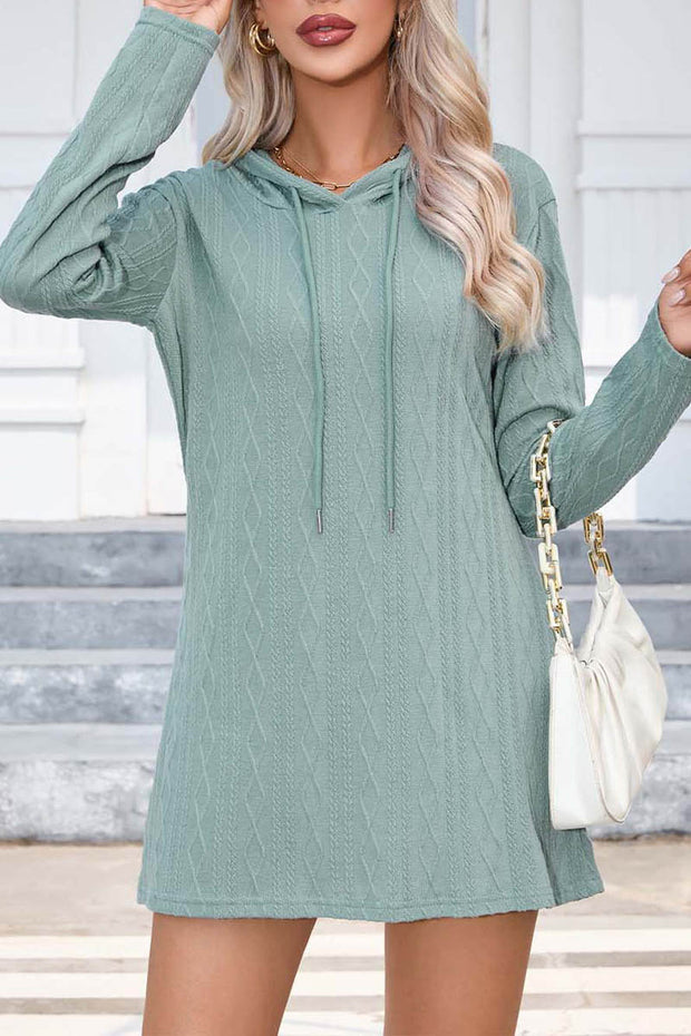 Knitted Long Sleeved Hoodie Dress