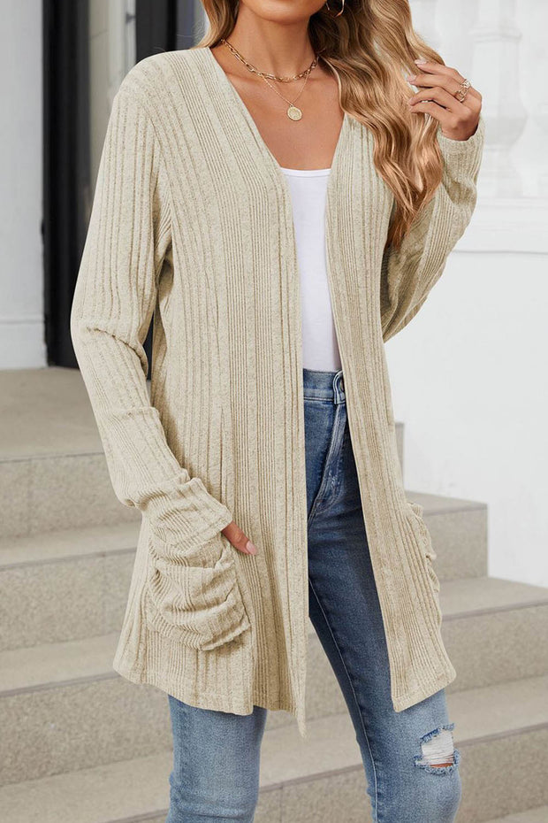 Solid Color Breasted Long Sleeve Cardigan Sweater