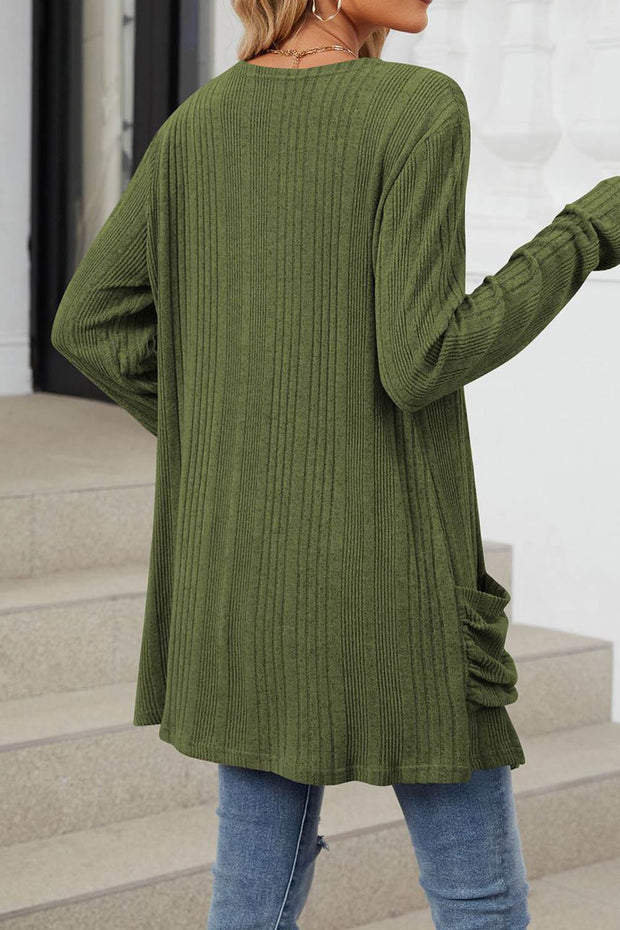 Solid Color Breasted Long Sleeve Cardigan Sweater