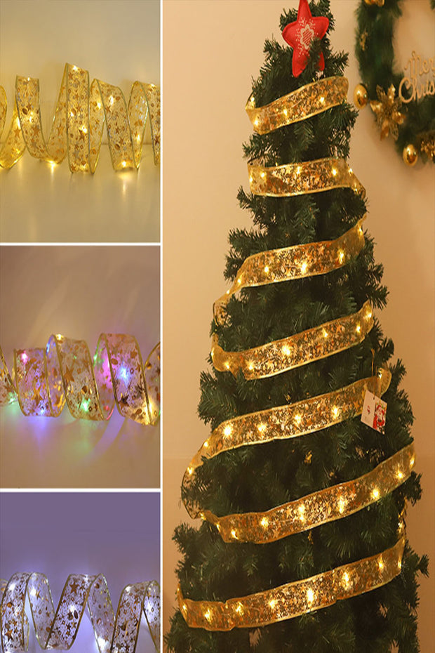 Christmas ribbon LED light string Christmas tree, gift box decoration ribbon flashing light string