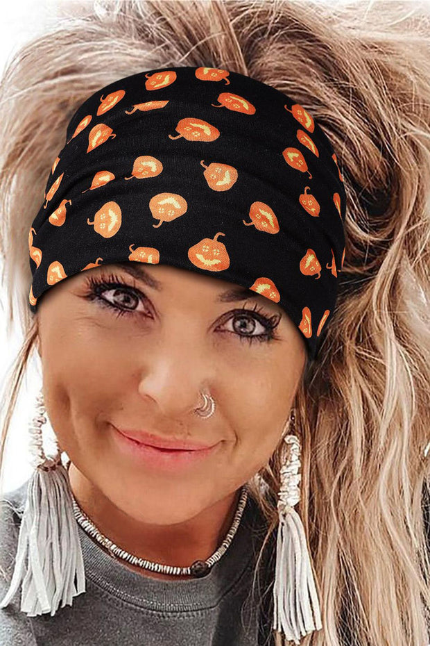Grapefruit Orange Halloween Theme Printed Bowknot Headband