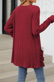 Solid Color Breasted Long Sleeve Cardigan Sweater