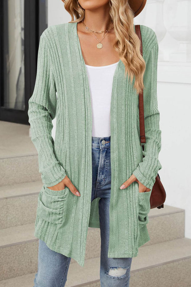 Solid Color Breasted Long Sleeve Cardigan Sweater