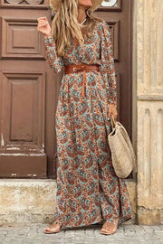 Boho Style Long Sleeve Print Maxi Dress