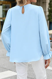 Solid Color Chiffon Round Neck Loose Long Sleeve Bottoming Shirt