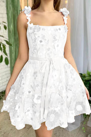 3D Flower Embroidered Suspender Dress