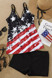 American Flag Criss-Cross Tankini Set