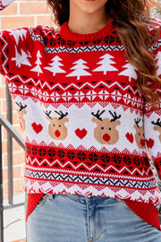 Reindeer Jacquard Casual Christmas Sweater