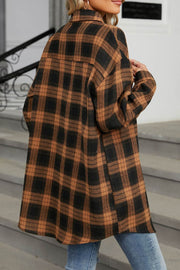 Oversize Plaid Shirt Brushed Long Sleeve Shirt