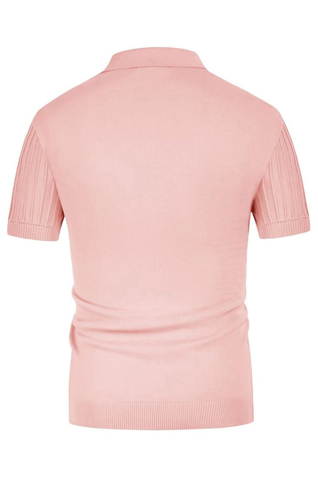 Men's Summer Casual Candy Color Knitted Polo Shirt