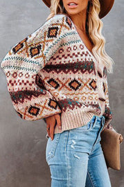 Loose Casual V-Neck Cardigan Knit Sweater