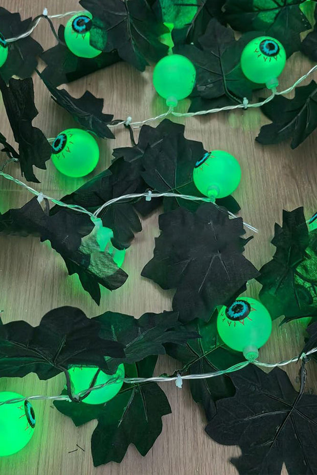 Halloween black maple leaf eyeball LED light string, ghost festival atmosphere decoration, luminous lantern