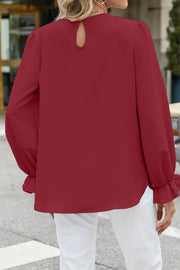 Solid Color Chiffon Round Neck Loose Long Sleeve Bottoming Shirt