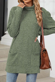 Solid color Long Sleeve Loose Knit Turtleneck Pullover