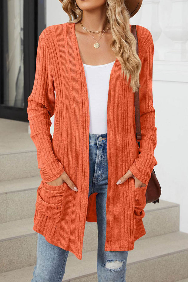 Solid Color Breasted Long Sleeve Cardigan Sweater