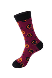 Burgundy Halloween Fashion Graphic Socks