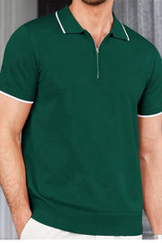 Summer Men's Casual Zip Cardigan Sweater Polo Shirt