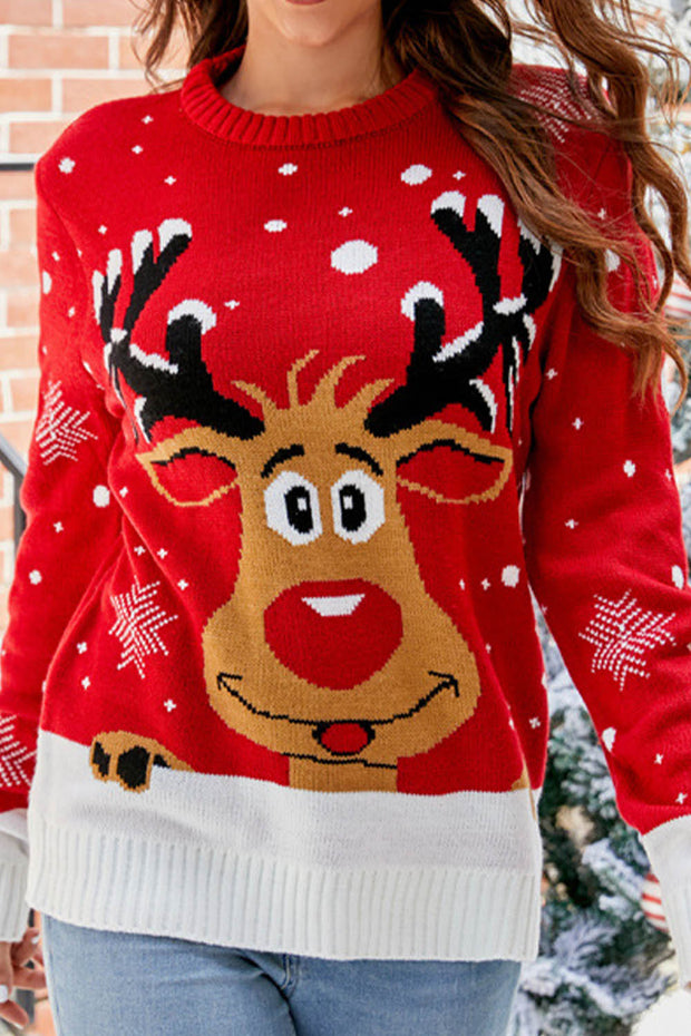 Reindeer Jacquard Casual Christmas Sweater