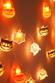 Halloween pumpkin, ghost, spider web, cat House-shaped LED light string luminous decorative lights