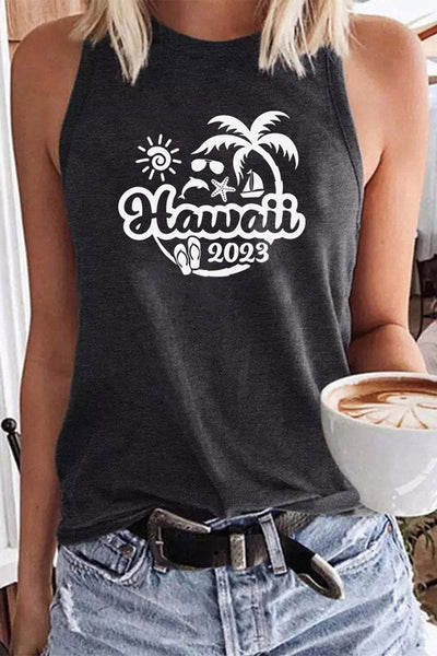 Hawaii Coconut Print Casual Tank Top