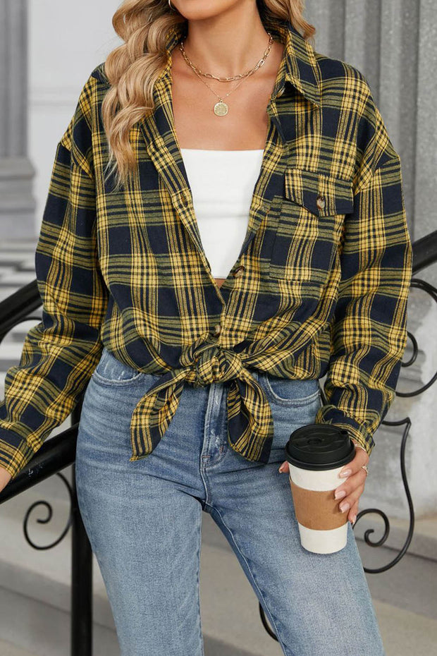 Oversize Plaid Shirt Brushed Long Sleeve Shirt