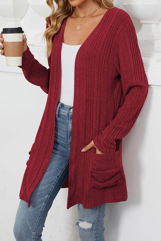 Solid Color Breasted Long Sleeve Cardigan Sweater