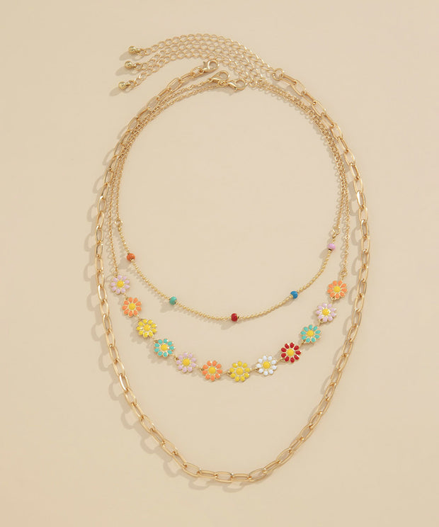 Goldtone Daisy Layered Necklace