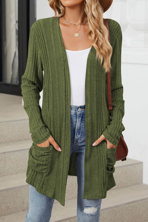 Solid Color Breasted Long Sleeve Cardigan Sweater