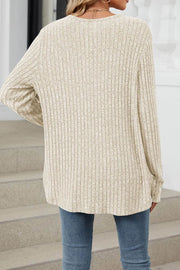 Solid Color Single Breasted Long Sleeve Knit Cardigan Sweater