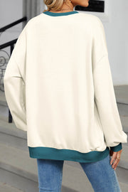 Colorblock Round Neck Loose Long Sleeve Sweatshirt