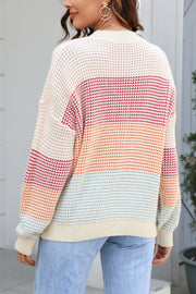 Color Contrast Round Neck Knit Sweater