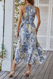 Floral Print Halter Neck Maxi Dress