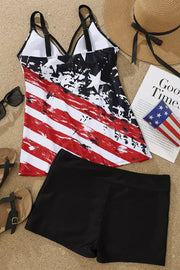 American Flag Criss-Cross Tankini Set