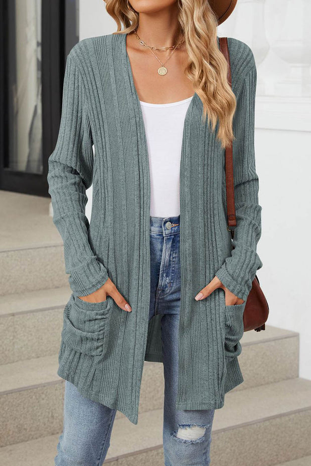 Solid Color Breasted Long Sleeve Cardigan Sweater