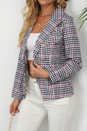 Plaid Lapel Long Sleeve Suit Blazer Jacket