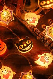 Halloween pumpkin, ghost, spider web, cat House-shaped LED light string luminous decorative lights