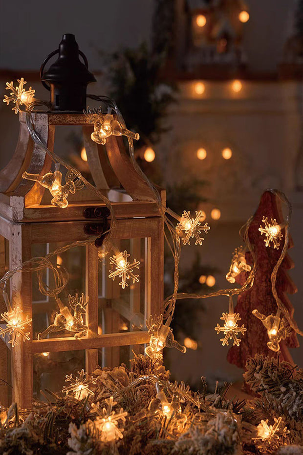 Christmas elk, Christmas tree, snowflake, five-pointed star LED light string, small colored lights flashing