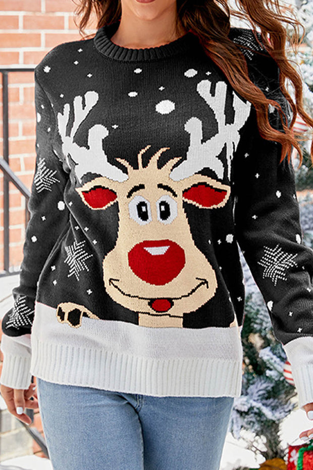 Reindeer Jacquard Casual Christmas Sweater