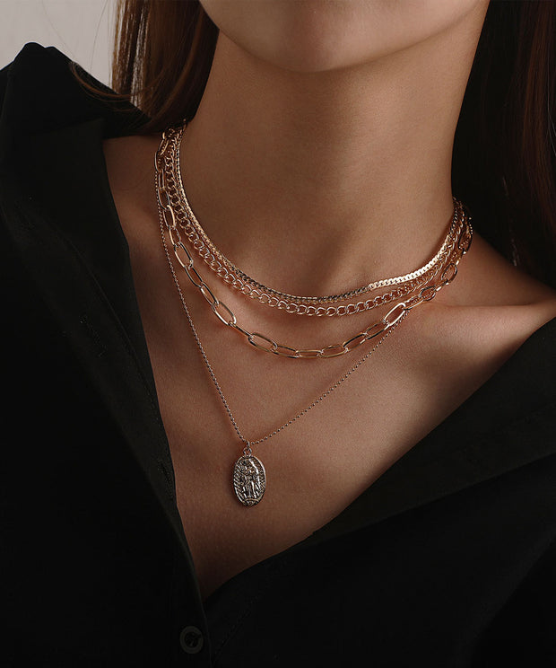 Goldtone Layered Charm & Pendant Necklace